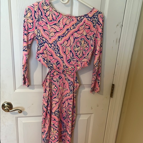 LILLY PULITZER Pink and Blue Patterned Women's Long Sleeve Dress size small - Picture 7 of 9